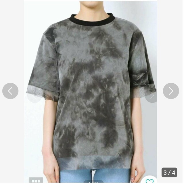 EMODA(エモダ)の【未使用】EMODA リバーシブルメッシュTシャツ ブラック レディースのトップス(Tシャツ(半袖/袖なし))の商品写真