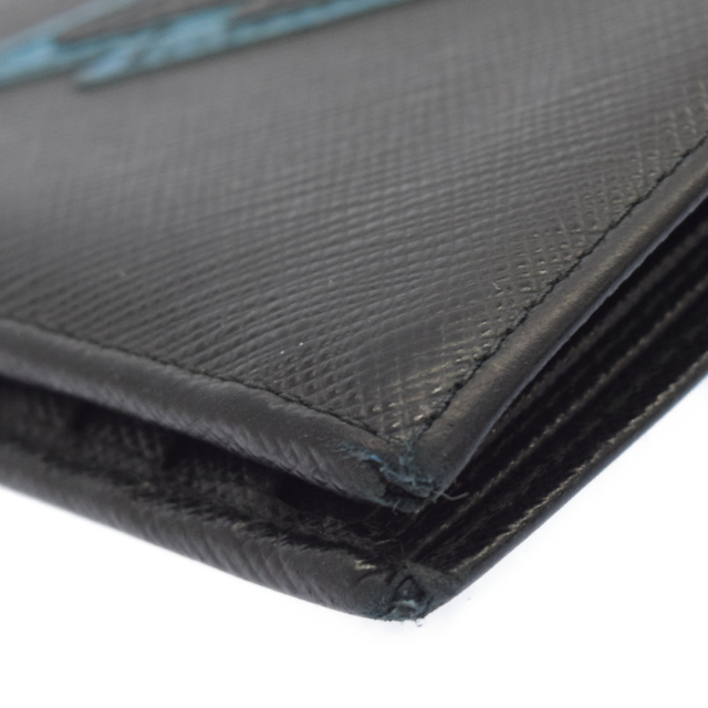 PRADA プラダ サフィアーノ レザーパッチ 二つ折り財布 ウォレット ブラック 7