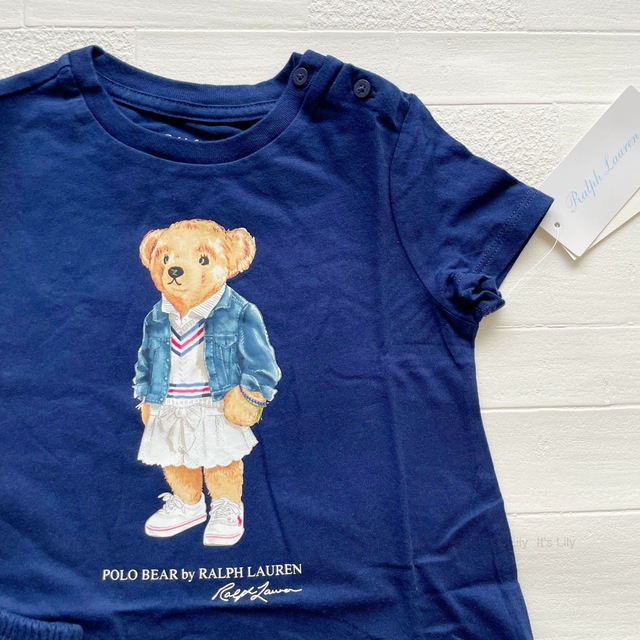 Ralph Lauren(ラルフローレン)の12m80cm  半袖　ワンピース　ベア　紺 キッズ/ベビー/マタニティのベビー服(~85cm)(ワンピース)の商品写真