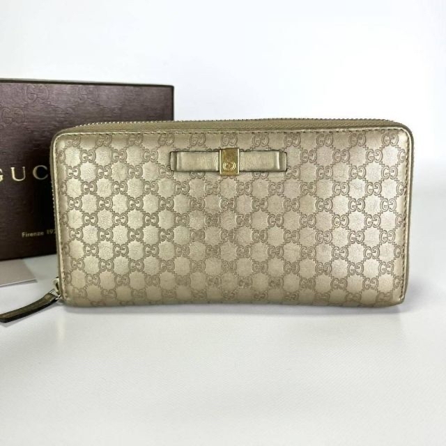 Gucci - 箱付き 美品 グッチ マイクロシマ 長財布 ラウンドファスナー
