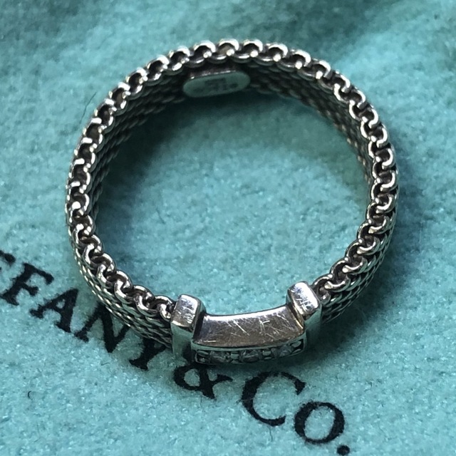 Tiffany サマセット メッシュ 3Pダイヤモンド リング 全国宅配無料