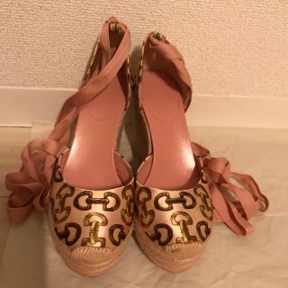 グッチ(Gucci)のGUCCI・サンダル・ウェッジ・ホースビット・レースアップ・21.5-22・美品(サンダル)