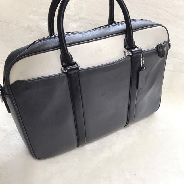 美品】COACH ビジネスバッグ 2way A4収納可 レザー ダークグレー-