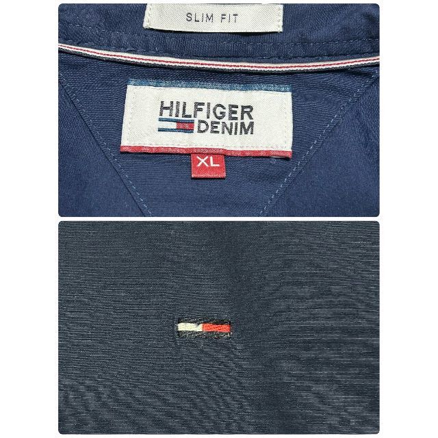 TOMMY HILFIGER(トミーヒルフィガー)のTOMMY HILFIGER 長袖カラーシャツ 刺繍 ネイビー レディースXL レディースのトップス(シャツ/ブラウス(長袖/七分))の商品写真