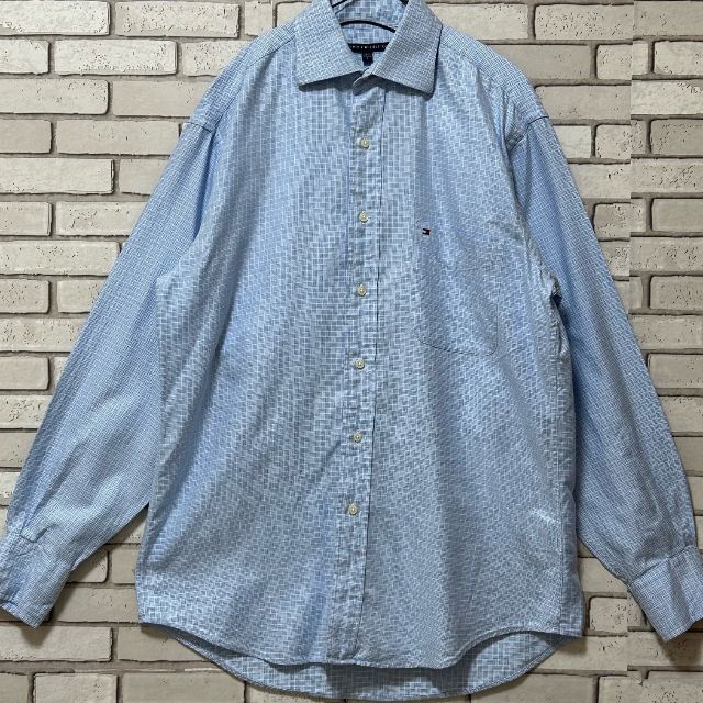 激レア トミーヒルフィガー 長袖シャツ チェック柄 ロゴ刺繍 ライト