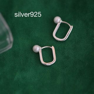 パール スクエア フープ ピアス silver925(ピアス)