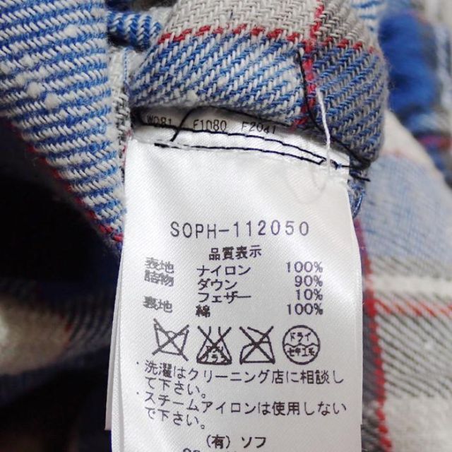 美品 SOPHNET. ソフネット ダウンベスト 裏地 チェック 柄 Mサイズ