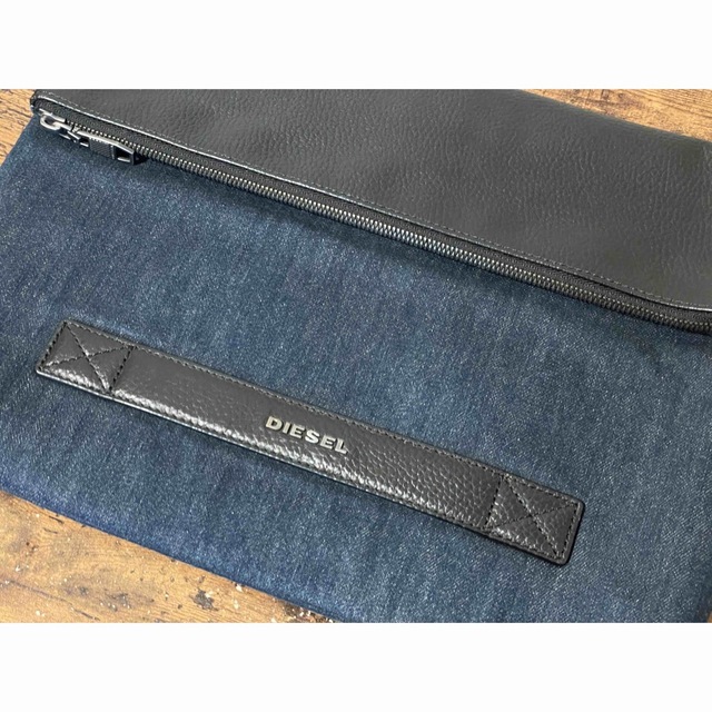 DIESEL ディーゼル レザー&デニム クラッチバッグ