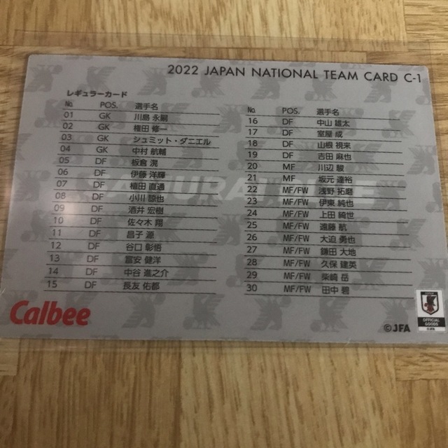 カルビー(カルビー)のカルビーサッカー日本代表チームチップス☆SAMURAI BLUE☆ エンタメ/ホビーのタレントグッズ(スポーツ選手)の商品写真