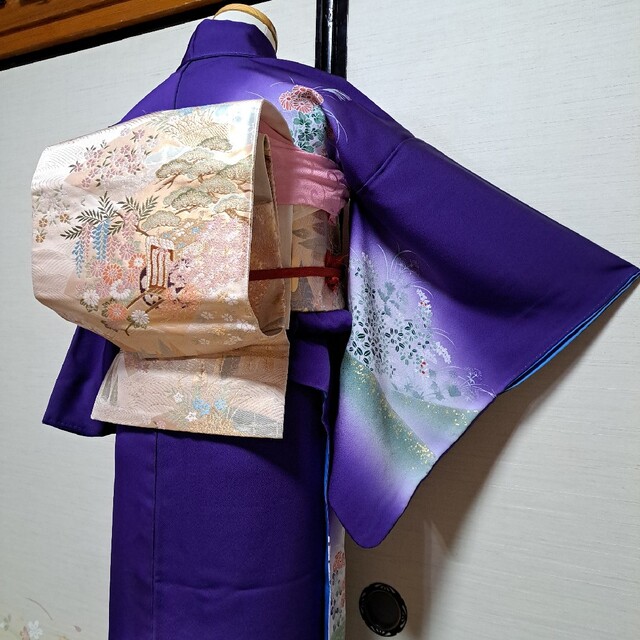 正絹 秋草文 刺繍 暈し染め 金彩 訪問着4点セット | kensysgas.com