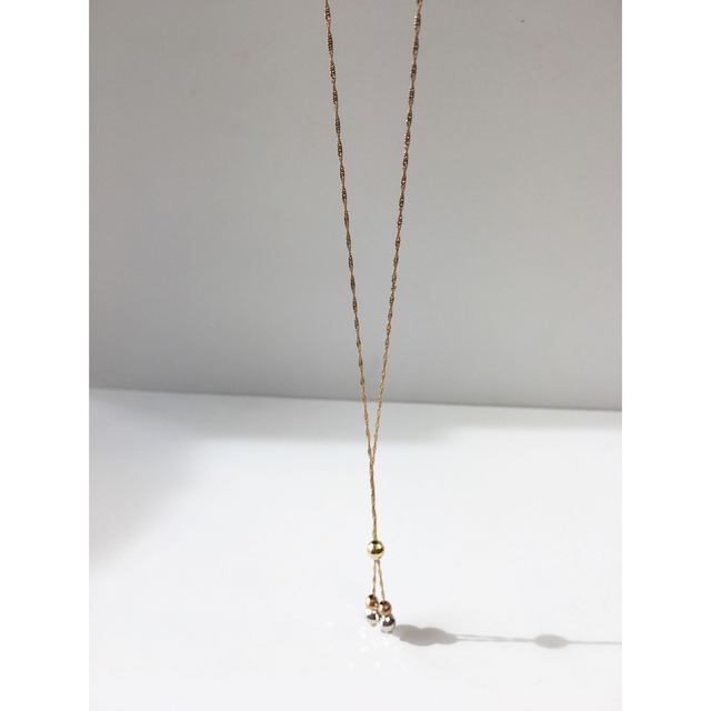 18金 イタリア製 3つのゴールドでできたミラーボールネックレス 新品