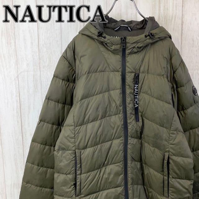 希少カラー】NAUTICA ノーティカ ロゴ カーキ ダウンジャケット 2022