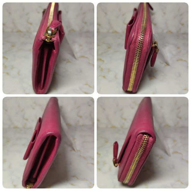 PRADA(プラダ)のプラダ 長財布 L字 ジップ サフィアーノ フォッコ ピンク レッド [47] レディースのファッション小物(財布)の商品写真