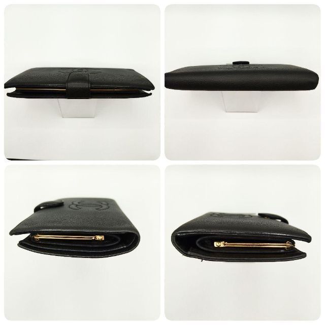 シャネル 財布 がま口 キャビア ブラック レディース 【80】 正規店