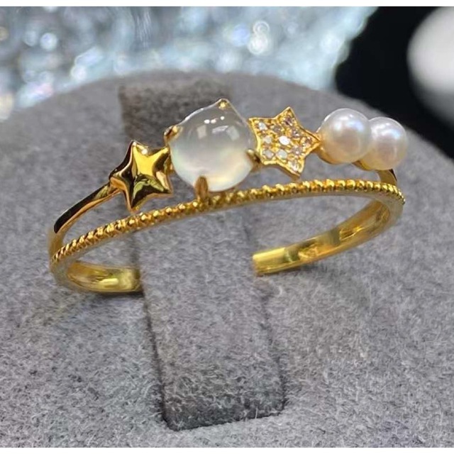 本翡翠指輪　k18 ダイヤ高級品　コレクション品　ミャンマー産クリスタル種