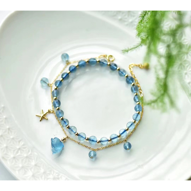 ⭐︎【天然】アクアマリン ブレスレット k14GF 5.7mmの通販 by Rui|ラクマ