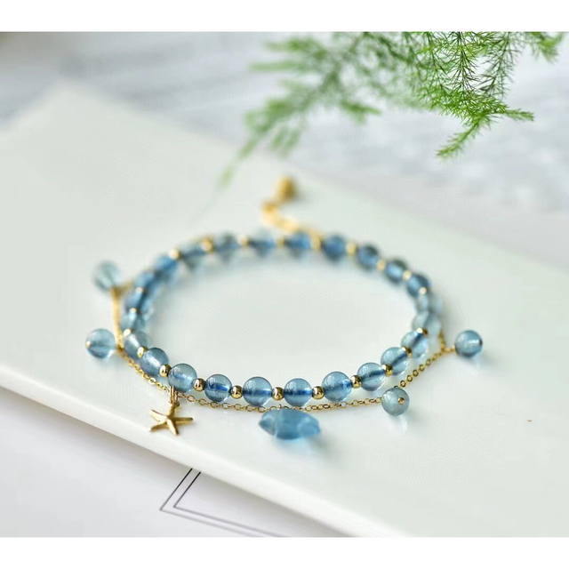 ⭐︎【天然】アクアマリン ブレスレット k14GF 5.7mmの通販 by Rui|ラクマ