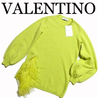 ヴァレンティノ(VALENTINO)の新品 ヴァレンティノ フェザー 装飾 ウール カシミヤ ニット セーター XS(ニット/セーター)