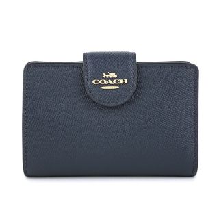 コーチ(COACH)の新品 コーチ COACH 2つ折り財布 MEDIUM CORNER ZIP WALLET ミッドナイト(財布)