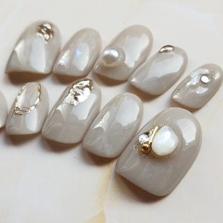 ネイルチップ　シンプル  ニュアンス ハンドメイドのアクセサリー(ネイルチップ)の商品写真