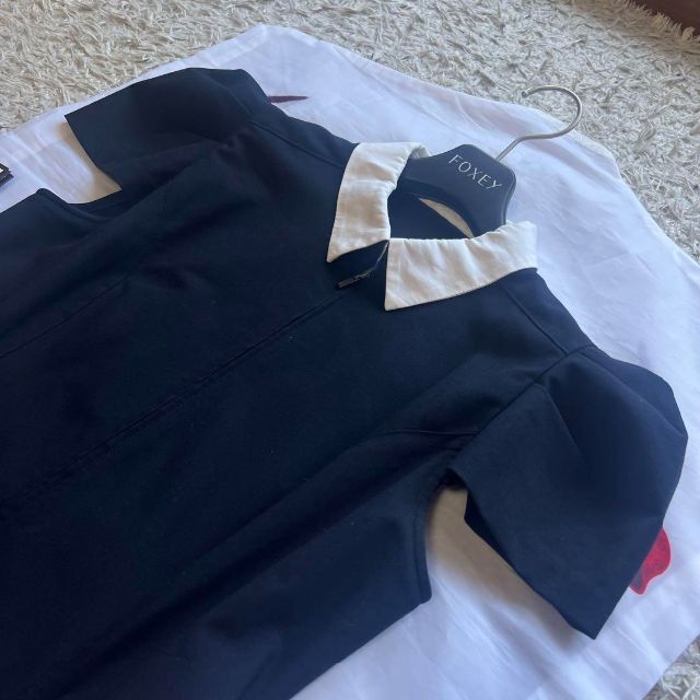FOXEY NEW YORK - 【美品】FOXE NEW YORK 白襟コートワンピース