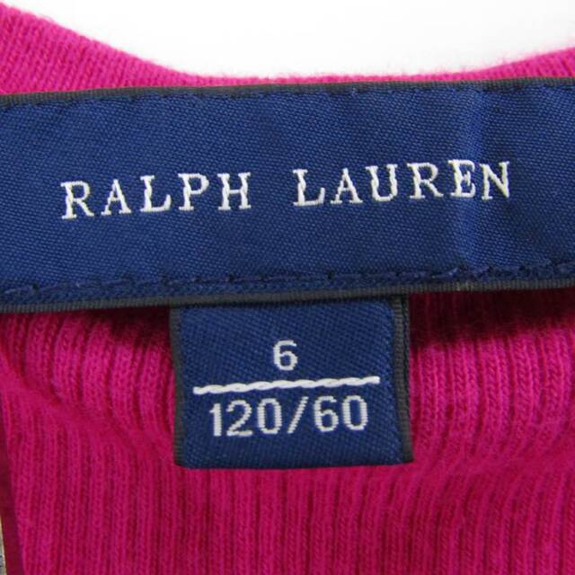 Ralph Lauren(ラルフローレン)のラルフローレン ヘンリーネック 長袖リブニット ロゴ刺繍 キッズ 女の子用 120/60サイズ ピンク RALPH LAUREN キッズ/ベビー/マタニティのキッズ服女の子用(90cm~)(ニット)の商品写真