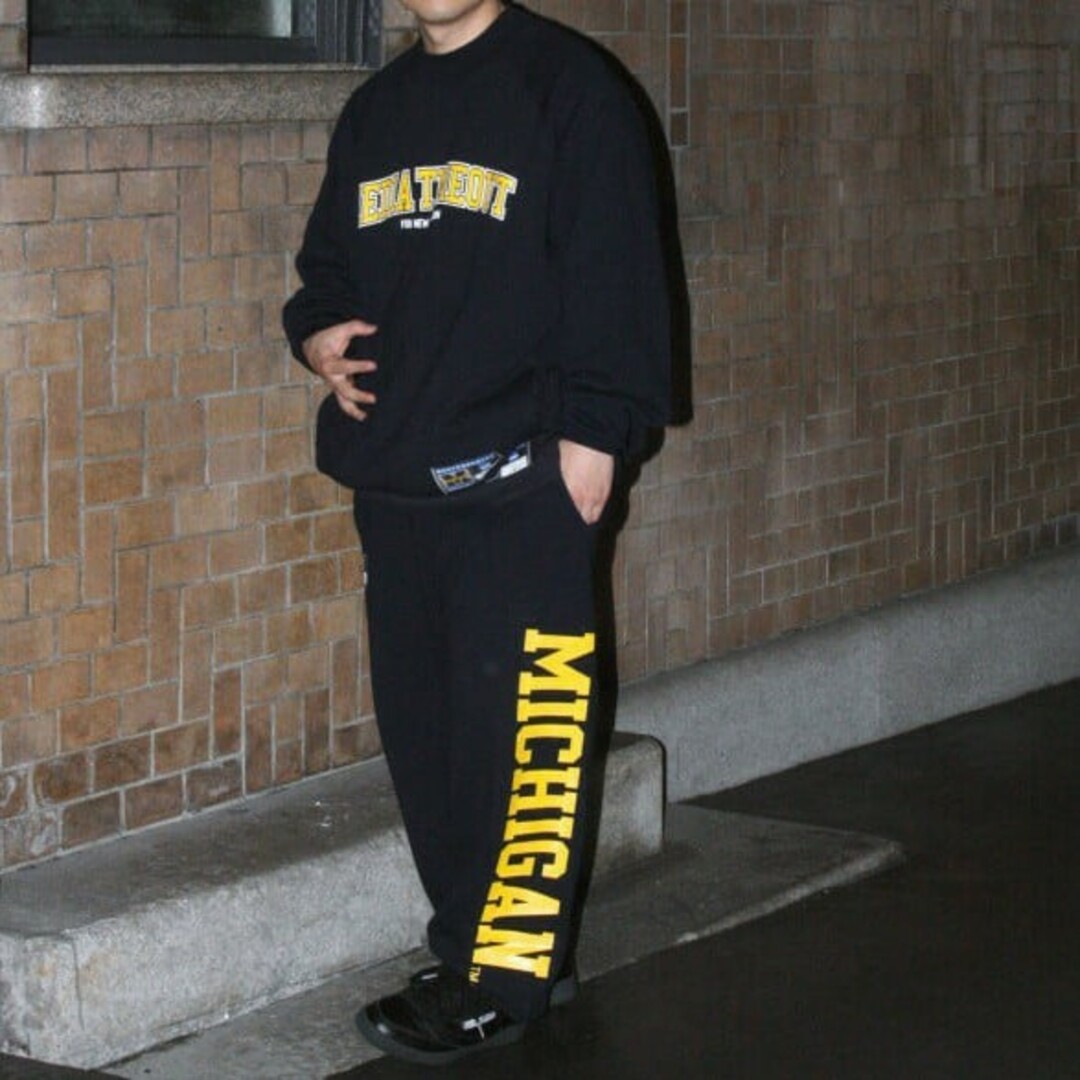 Winiche & Co. x NCAA x BEAMS JAPAN ウィニッチェアンドコー エヌシーエーエー ビームスジャパン 22SS 別注 College Print Sweat カレッジプリントスウェット M ダークネイビー トレーナー ハイネック プルオーバー ミシガン大学 トップス【Winiche & Co. × NCAA x BEAMS JAPAN】