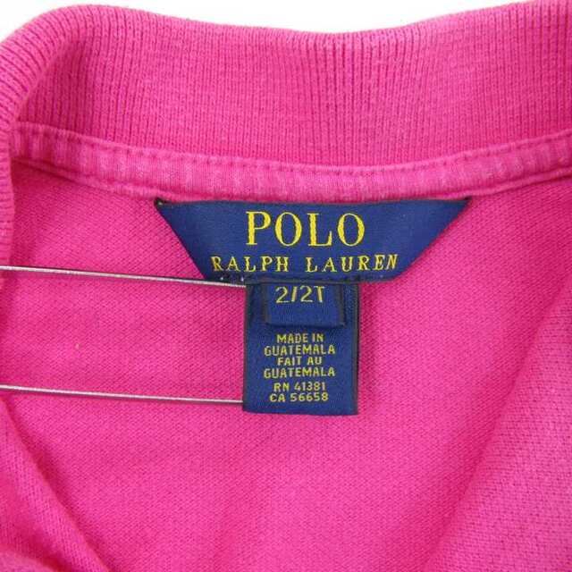 POLO RALPH LAUREN(ポロラルフローレン)のポロ・ラルフローレン 半袖ポロシャツ ワンピース 切替 リボン ベビー 女の子用 2T 95位サイズ ピンク POLO RALPH LAUREN キッズ/ベビー/マタニティのベビー服(~85cm)(Ｔシャツ)の商品写真