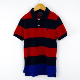 ポロラルフローレン(POLO RALPH LAUREN)のポロ・ラルフローレン 半袖ポロシャツ ラガーシャツ ボーダー キッズ 男の子用 7 130位サイズ 紺赤 POLO RALPH LAUREN(Tシャツ/カットソー)