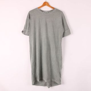 ザラ(ZARA)のザラ 半袖ワンピース 無地 ラウンドネック ひざ下丈 シンプル レディース M(USA)サイズ グレー ZARA(その他)