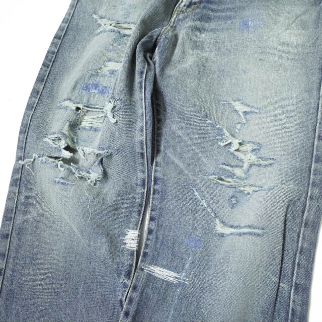 N.HOOLYWOOD x New Manual エヌハリウッド ミスターハリウッド ニューマニュアル 23SS 別注 日本製 DENIM PANTS 11.8oz ダメージ加工フレアデニムパンツ NH-NM-002 38 BLUE ジップフライ ジーンズ ベルベルジン