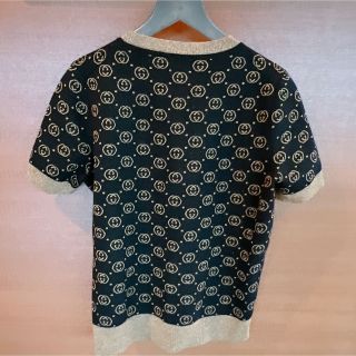 GUCCI グッチ 半袖ニット 554995 ブラック×ゴールド セーター-
