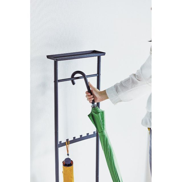 【色: ブラック】天馬 小物も置ける 傘ハンガーラック マットブラック 幅31×
