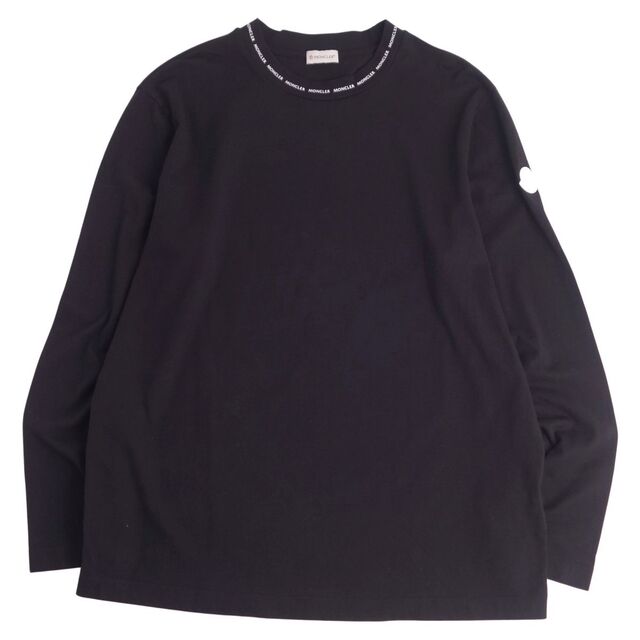 正規品・美品MONCLER　Tシャツ　デカロゴ　UネックTシャツ　黒
