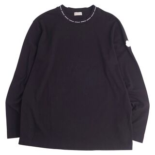 モンクレール(MONCLER)の美品 モンクレール MONCLER 2021 Tシャツ カットソー ロングスリーブ クルーネック ロゴ コットン トップス メンズ XL ブラック(Tシャツ/カットソー(半袖/袖なし))