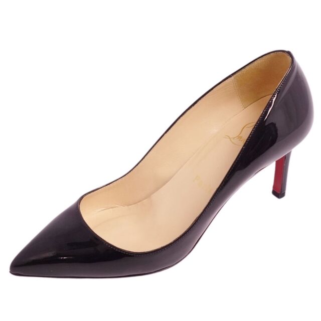 美品 クリスチャンルブタン Christian Louboutin パンプス パテントレザー ポインテッドトゥ ヒール シューズ 靴 レディース 36(23cm相当) ブラック | フリマアプリ ラクマ
