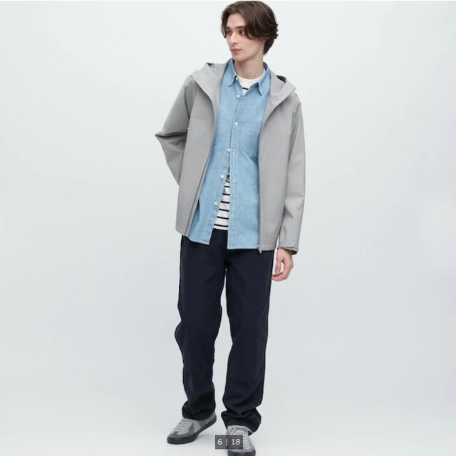 UNIQLO(ユニクロ)のユニクロ　ブロックテックパーカー　メンズMサイズ　ライトグレー メンズのトップス(パーカー)の商品写真