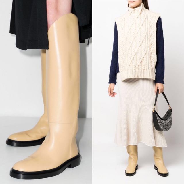 新品/38 JIL SANDER ジルサンダー ブーツ ロングブーツ ベージュ