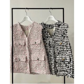 ロージーモンスター　ribbon tweed gilet ジレ　(ベスト/ジレ)