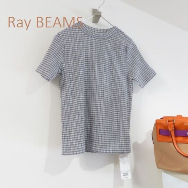 Ray BEAMS(レイビームス)の新品 Ray BEAMS　レイビームス　シャーリング　Tシャツ　　ボーダー レディースのトップス(Tシャツ(半袖/袖なし))の商品写真