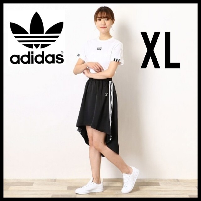 【大人気！大きいサイズ】adidas★フレアスカート★ウエストゴム★黒★XL