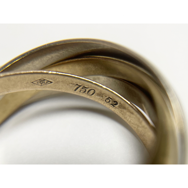 正規品 本物 希少 カルティエ K18 5連 トリニティリング 12号 9g