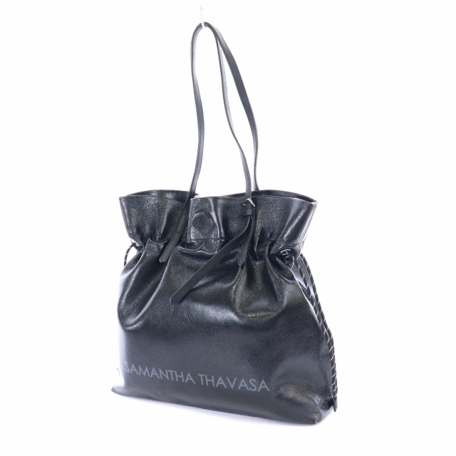 Samantha Thavasa(サマンサタバサ)のサマンサタバサ トートバッグ 巾着 レザー 黒 ブラック  レディースのバッグ(トートバッグ)の商品写真