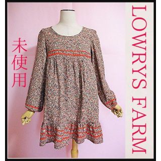 ローリーズファーム(LOWRYS FARM)の【未使用】ローリーズファーム 　小花柄チュニック　ギャザーフリル　 M(シャツ/ブラウス(長袖/七分))