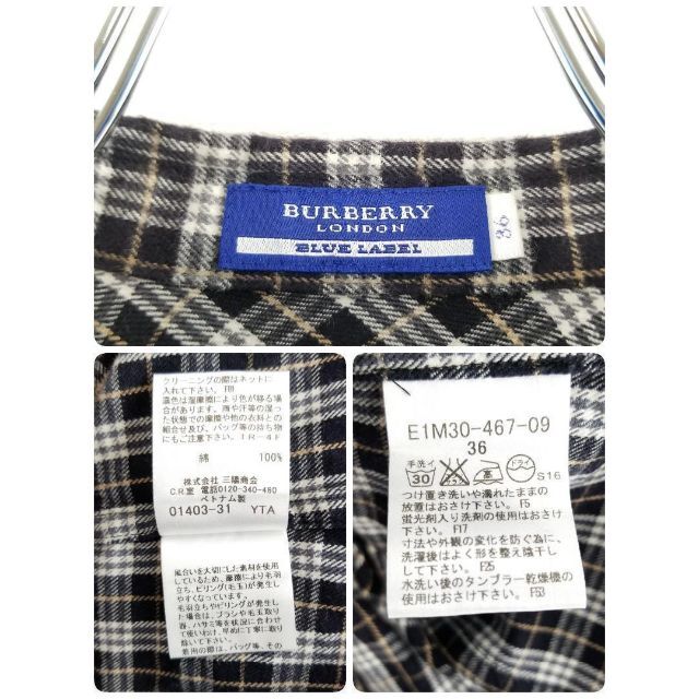 BURBERRY BLUE LABEL(バーバリーブルーレーベル)のBURBERRY バーバリー ブルーレーベル シャツ ワンピース 三陽商会 36 レディースのトップス(シャツ/ブラウス(長袖/七分))の商品写真