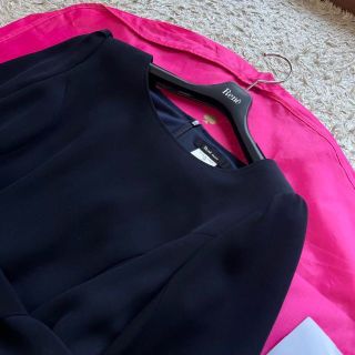 美品】Rene プリーツワンピース ネイビー ベルト フレア フォーマル 38