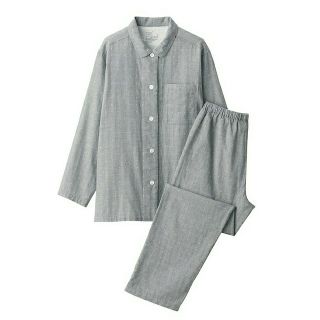 ムジルシリョウヒン(MUJI (無印良品))の●新品● 無印良品 脇に縫い目のない 二重ガーゼパジャマ／グレー柄／Ｌ(パジャマ)