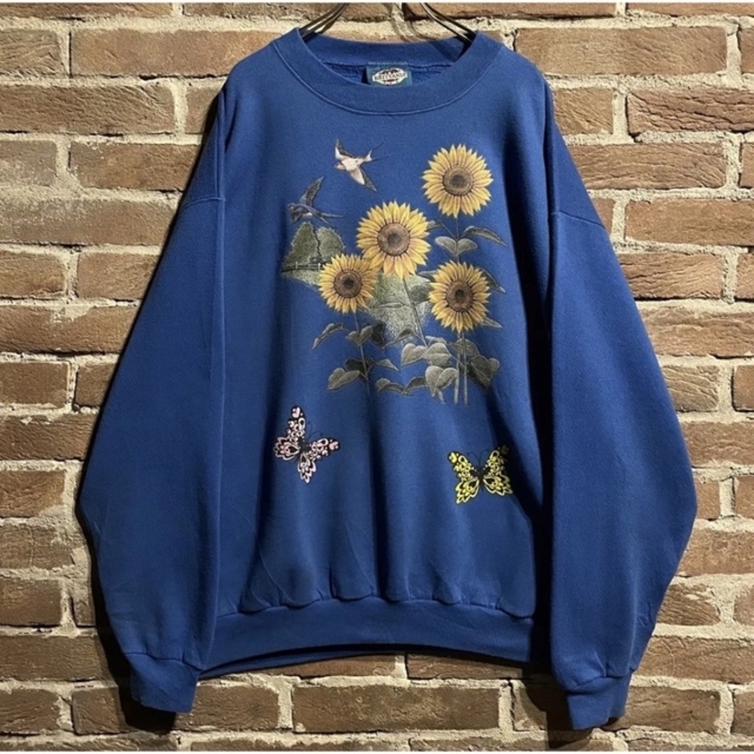 トップスフラワーデザイン　スウェット　90s vintage 花柄