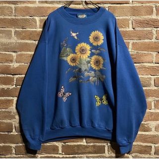 フラワーデザイン　スウェット　90s vintage 花柄(スウェット)