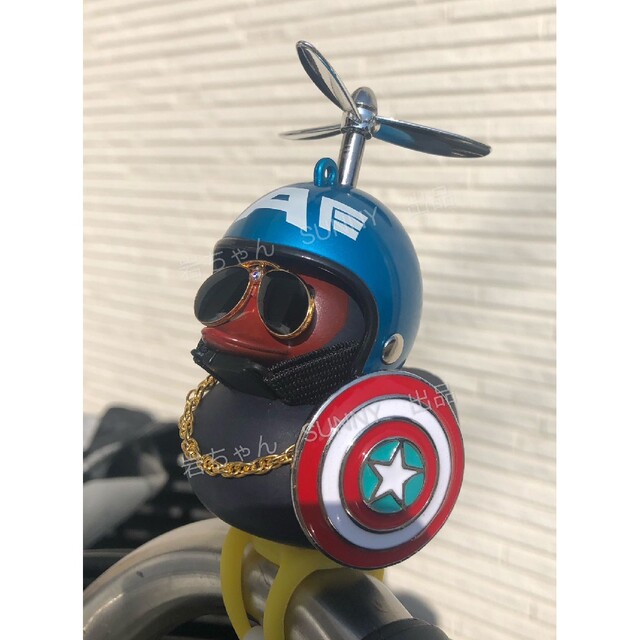 キャプテンアメリカxシールド】黒アヒルセット 自転車飾り 入学 キャプテンアメリカxシールド】黒アヒルセット 自転車飾り 入学